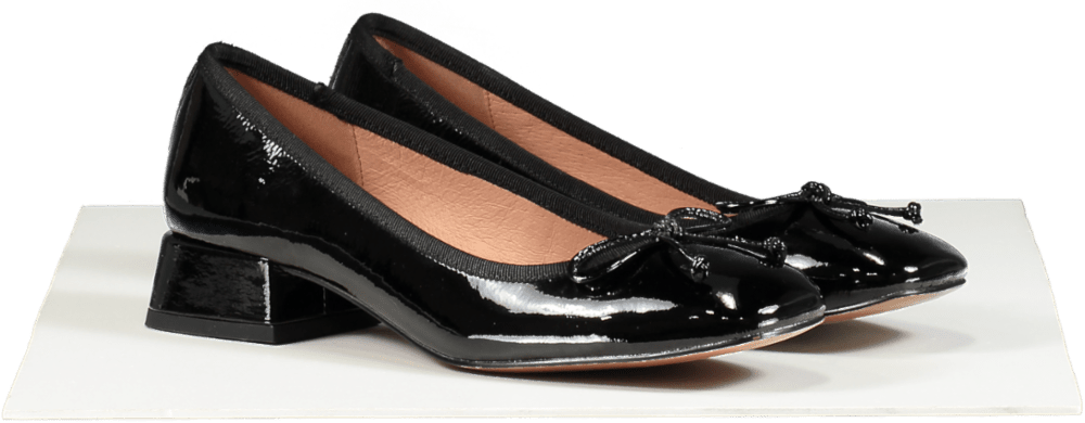 Bibi Lou Black Patent Block Heel Pumps Size EU 38 UK 5 - Reliked