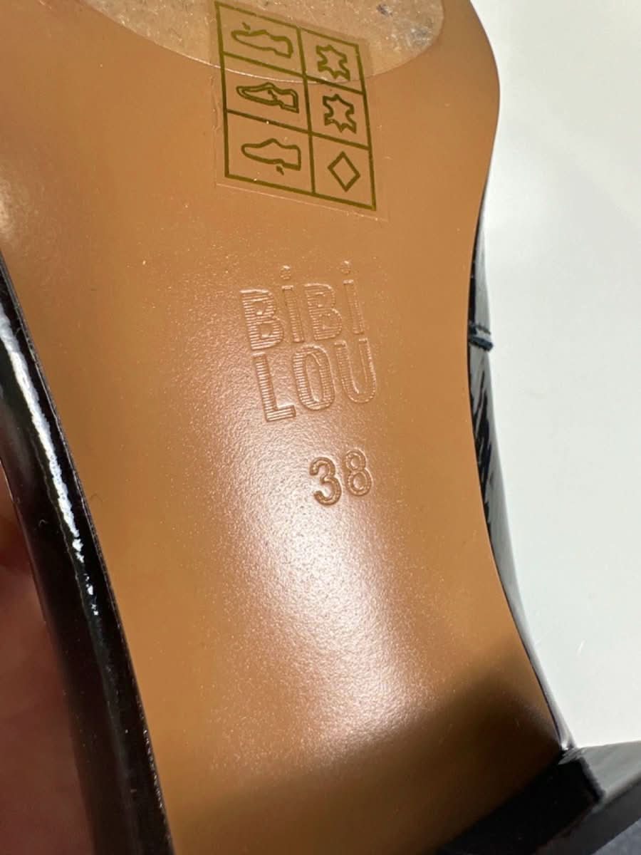 Bibi Lou Black Patent Block Heel Pumps Size EU 38 UK 5 - Reliked