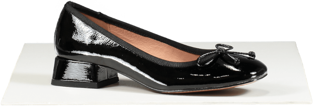 Bibi Lou Black Patent Block Heel Pumps Size EU 38 UK 5 - Reliked