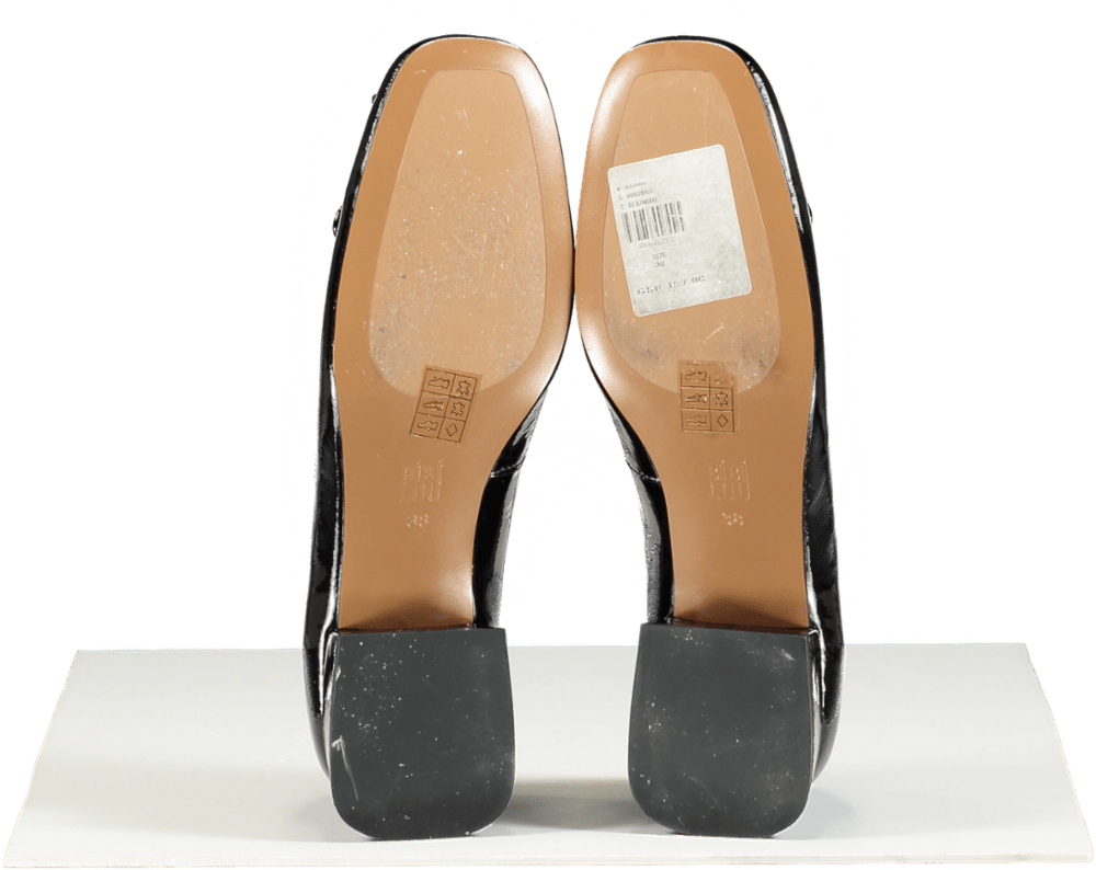 Bibi Lou Black Patent Block Heel Pumps Size EU 38 UK 5 - Reliked