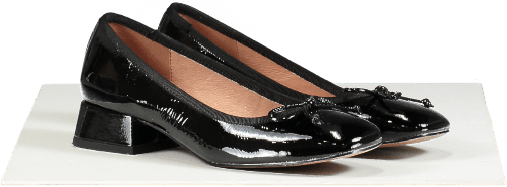 Bibi Lou Black Patent Leather Block Heel Pumps EU 37 UK 4 - Reliked