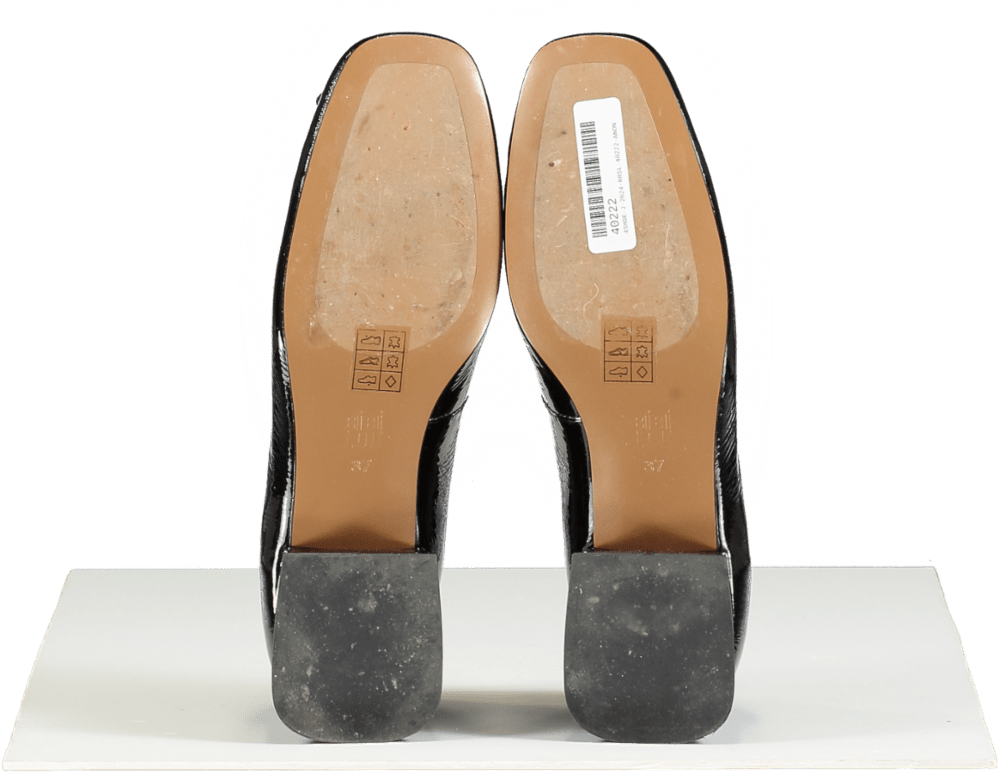Bibi Lou Black Patent Leather Block Heel Pumps EU 37 UK 4 - Reliked