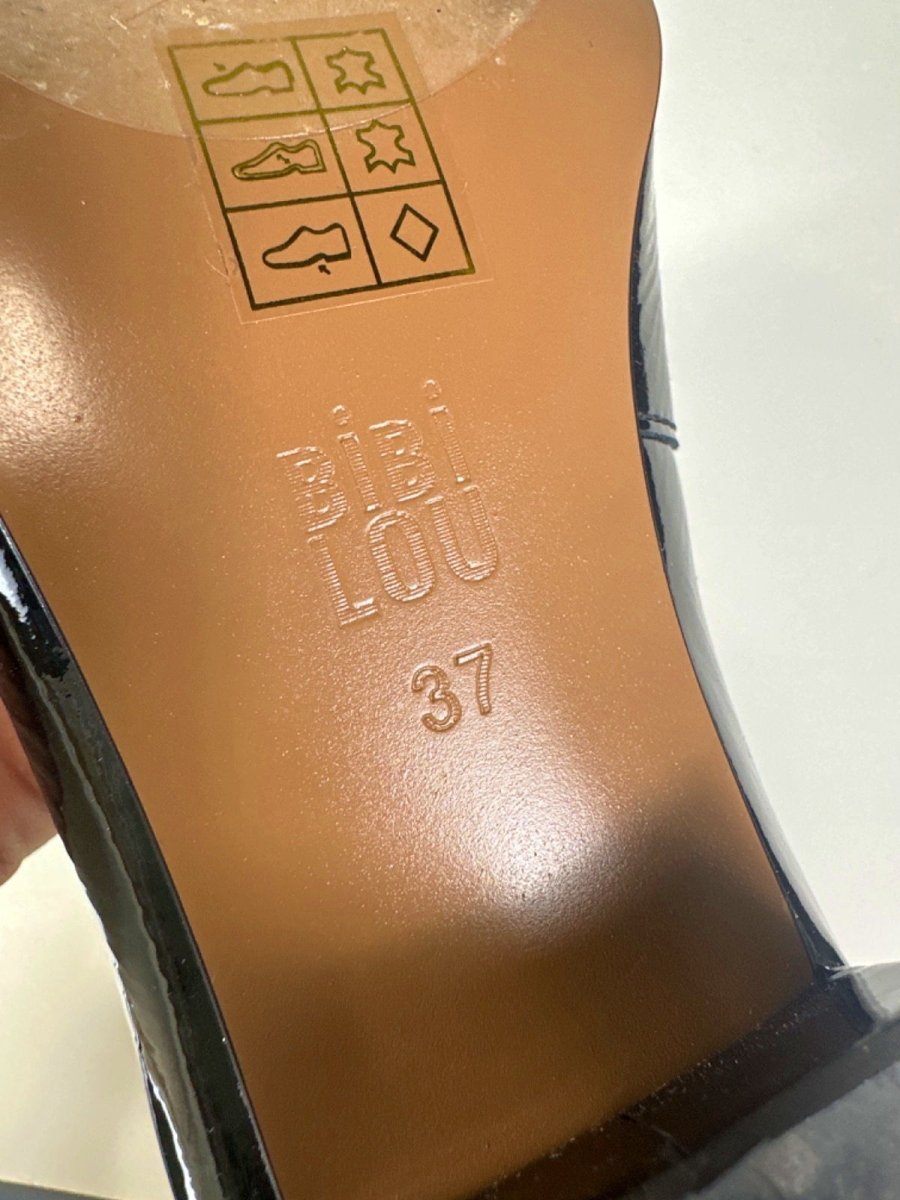 Bibi Lou Black Patent Leather Block Heel Pumps EU 37 UK 4 - Reliked