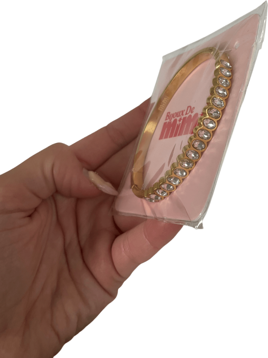 Bijoux de mimi Metallic Martha Crystal Gold Waterproof Bangle One Size - Reliked