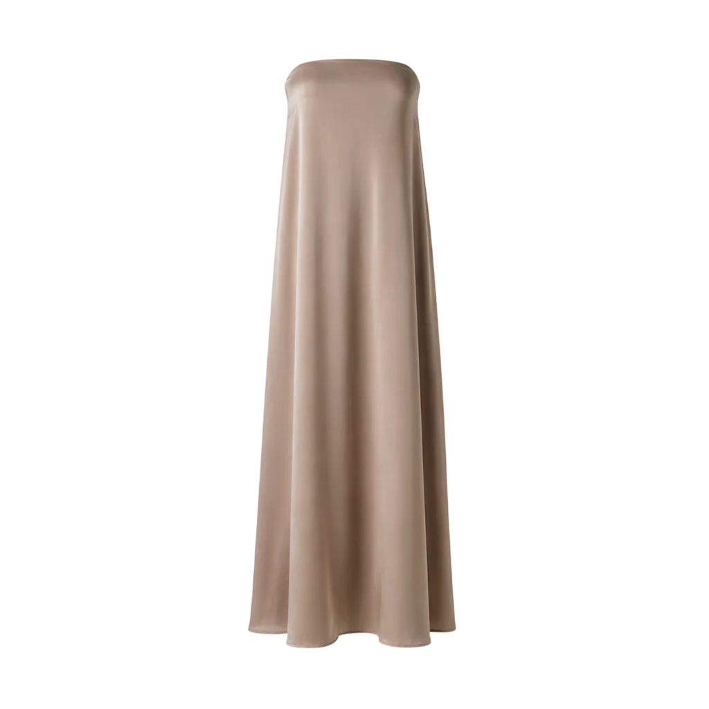 MANDIBREEZE X Lovisa Barker Lovisa Strapless Silk Dress Bronze Beige UK XS