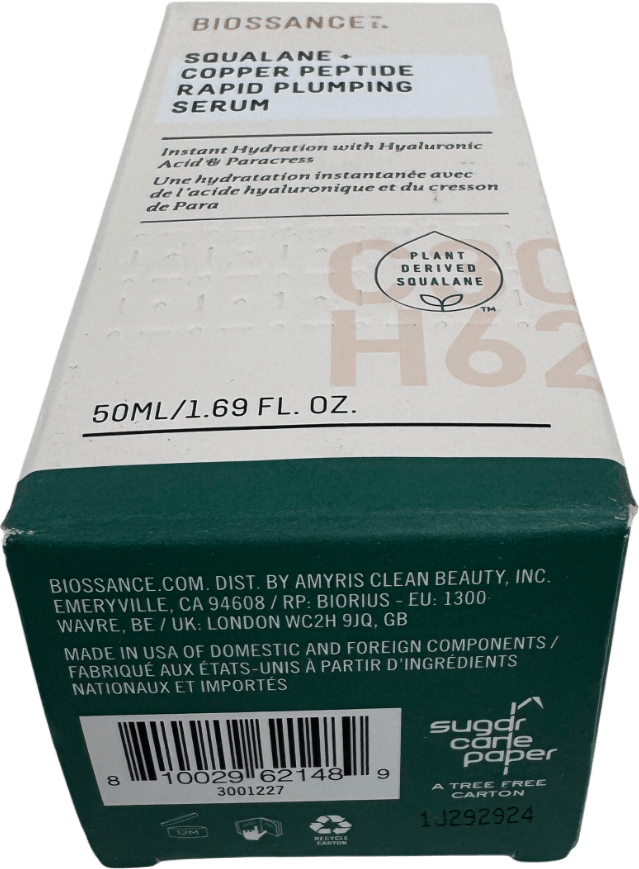 BIOSSANCE Biossance Squalane + Copper Peptide Rapid Plumping Serum 50ml - Reliked