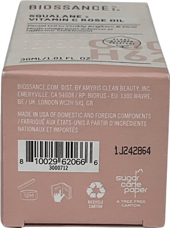 BIOSSANCE Squalane + Vitamin C Rose Oil 30ml - Reliked