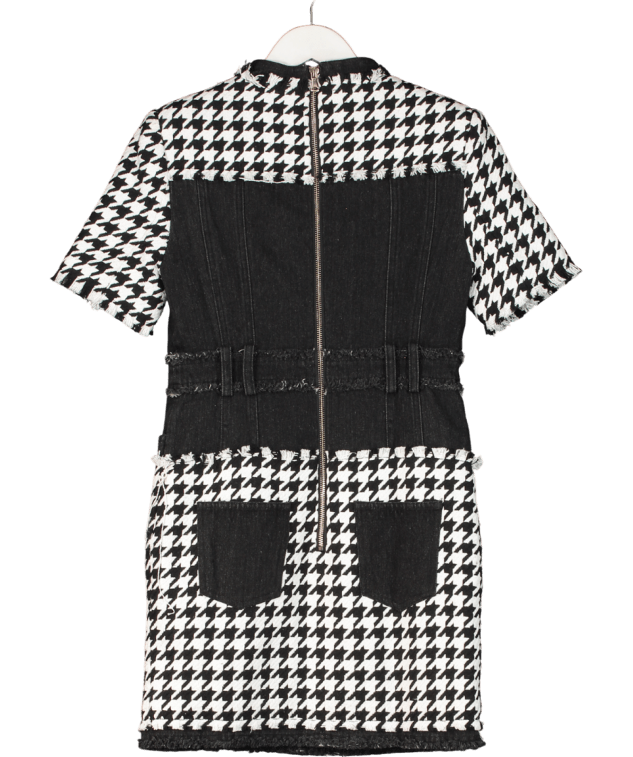 Black Denim Tweed Mini Dress UK M - Reliked