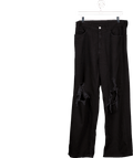 Black Distressed Wide Leg Jeans UK XL - Reliked