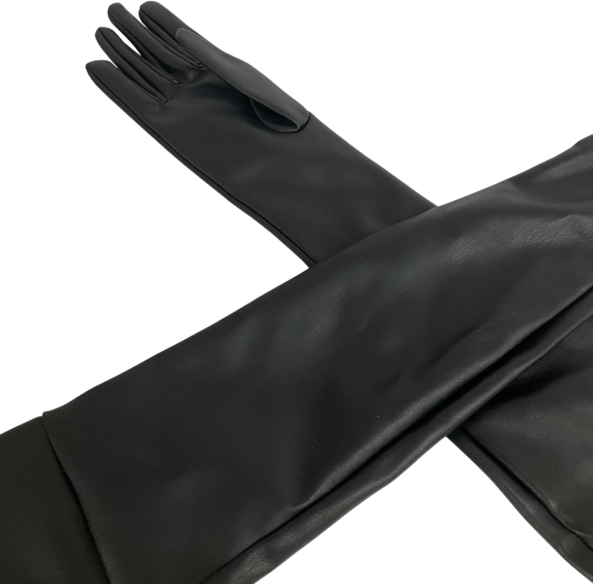 Black Faux Leather Gloves One Size - Reliked