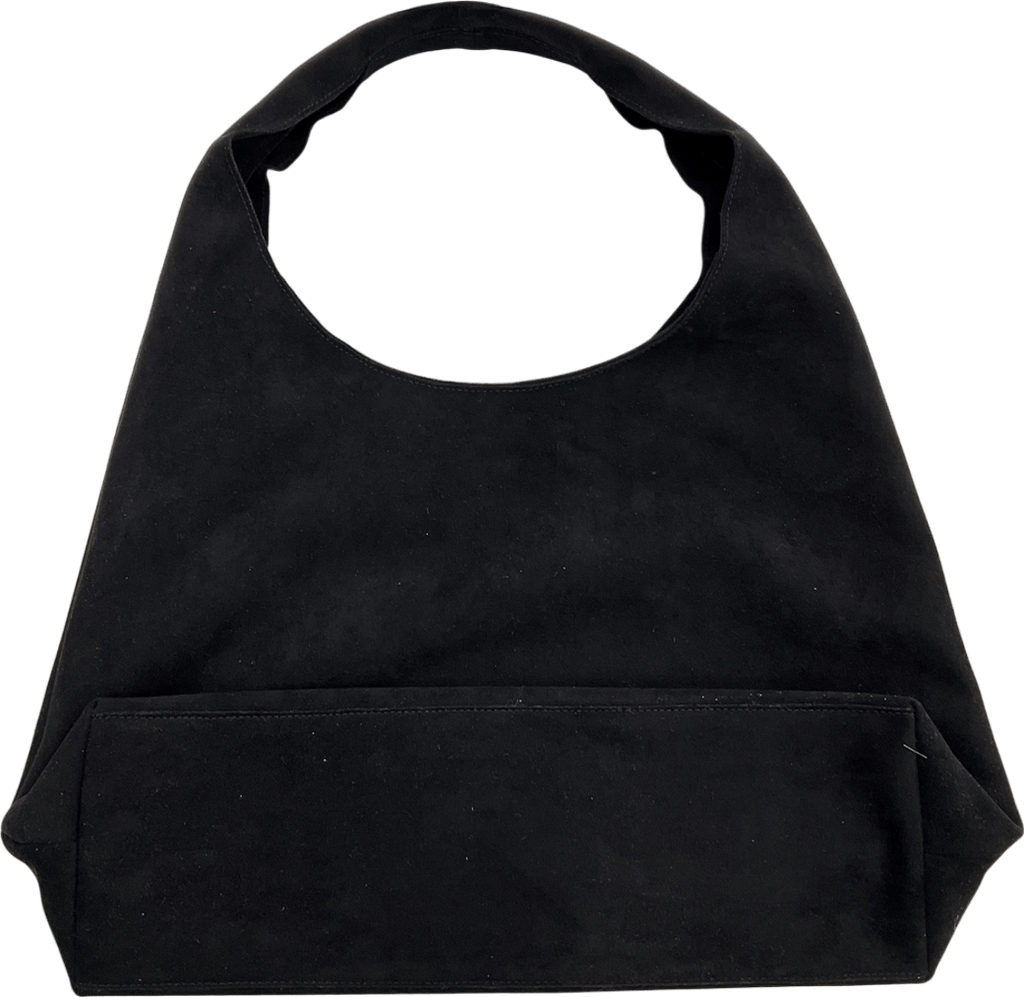 Black Faux Suede Shoulder Bag - Reliked
