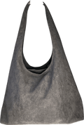 Black Faux Suede Shoulder Bag - Reliked