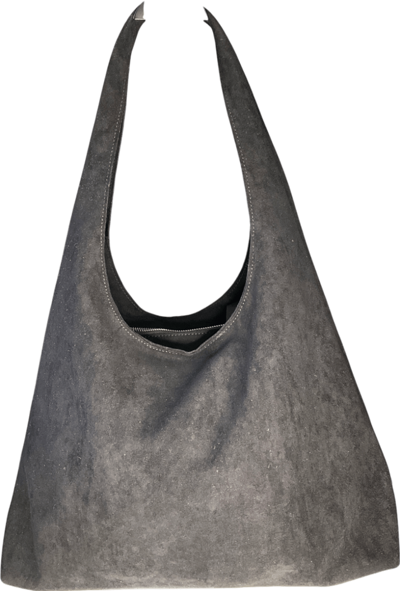 Black Faux Suede Shoulder Bag - Reliked