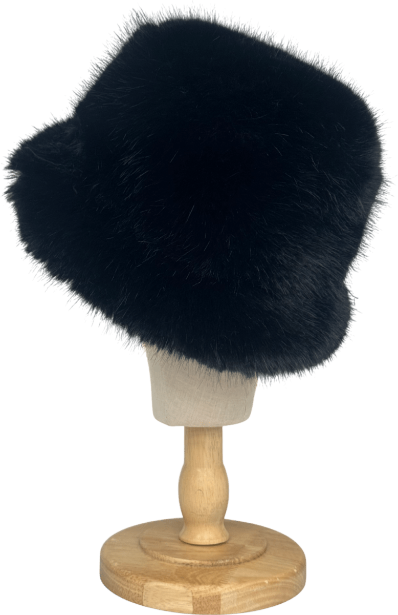 Black Fluffy Bucket Hat One Size - Reliked