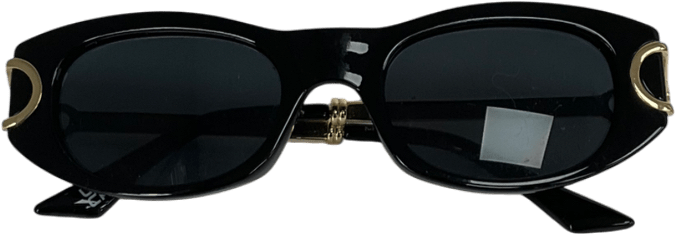 Black Le Specs Hydrus Link Oval Sunglasses - Reliked