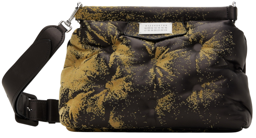 Maison Margiela Black & Yellow Paint Sandstorm Pouch Clutch Bag with Strap