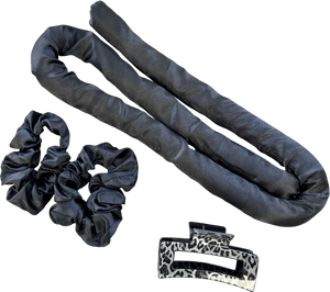 Black Satin "Heatless Curls" Set