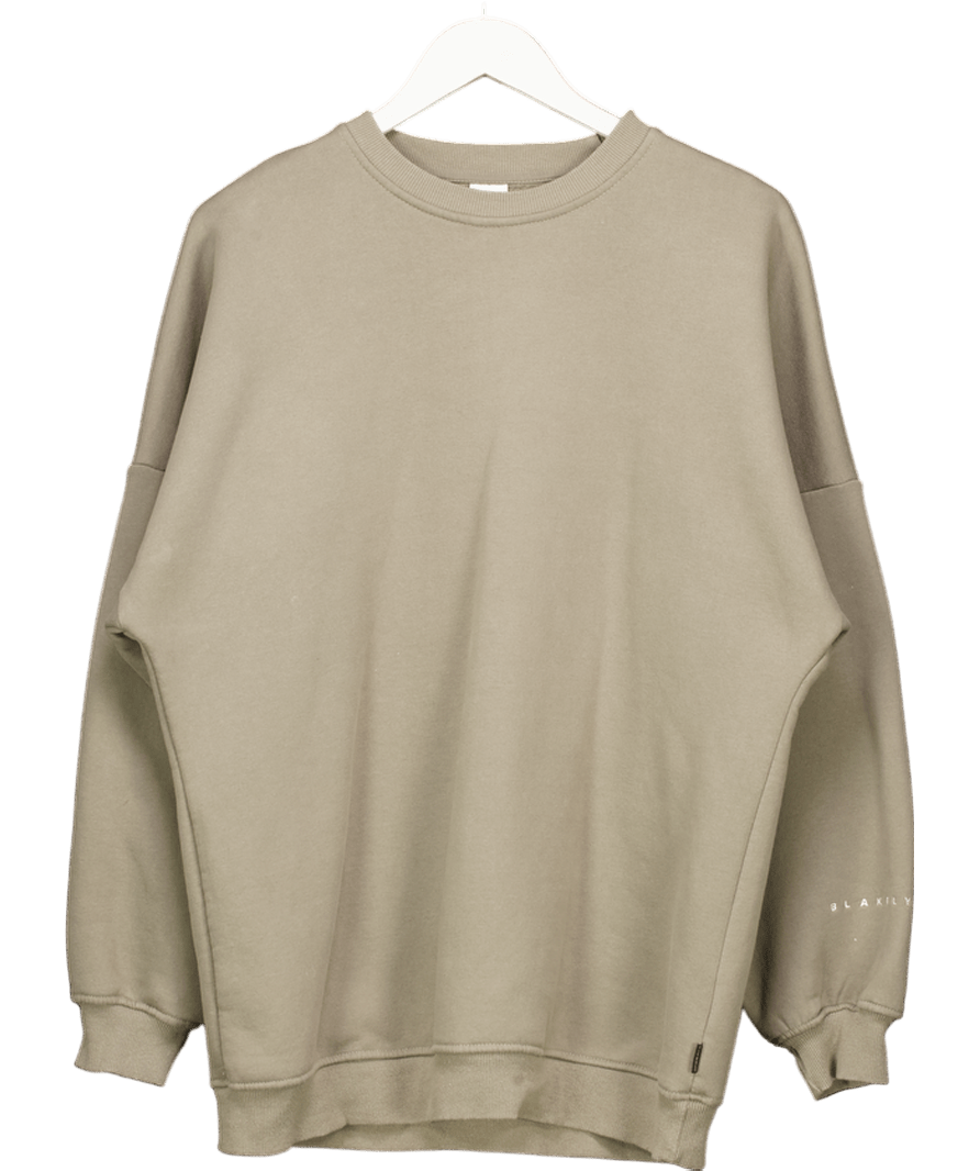 Blakely Khaki Green Oversized Logo Sweatshirt UK S - Reliked