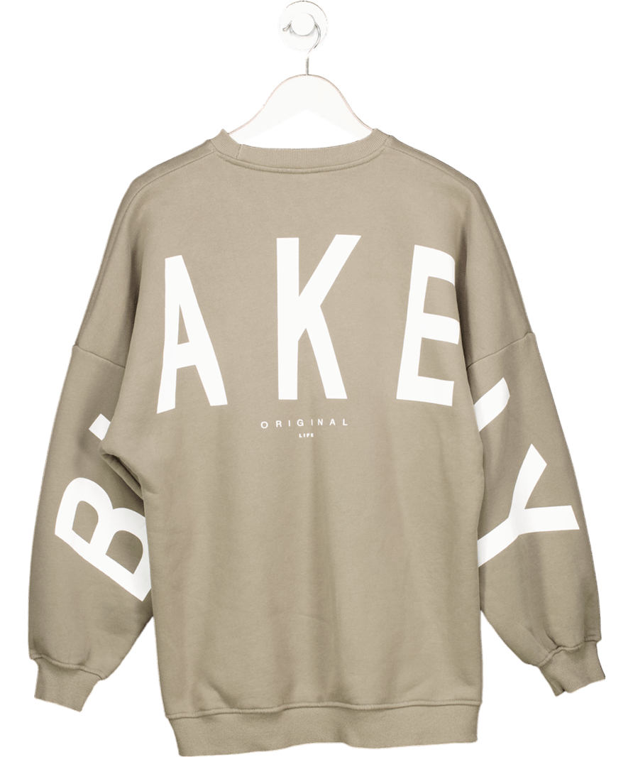 Blakely Khaki Green Oversized Logo Sweatshirt UK S - Reliked