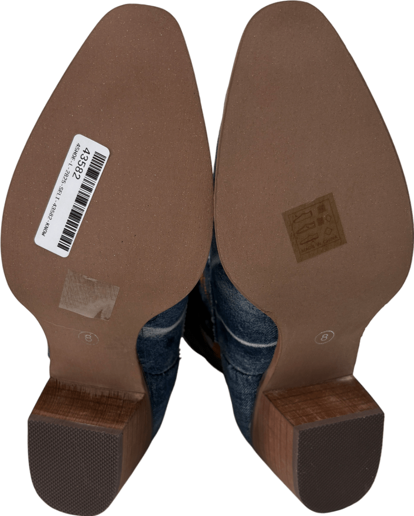 Blue Denim Cowboy Boots UK 8 EU 41 👠 - Reliked