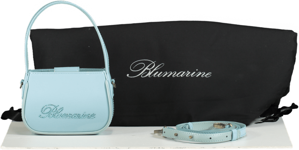 Blumarine Light Blue Crystal Logo Mini Handbag - Reliked