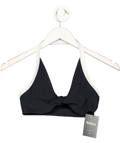 Bo + Tee Black Soft Active Twist - front Halterneck Sports Bra UK S - Reliked