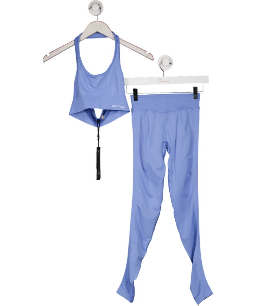 Bo + Tee Blue Define Luxe Halterneck Sports Bra And Leggings UK S - Reliked