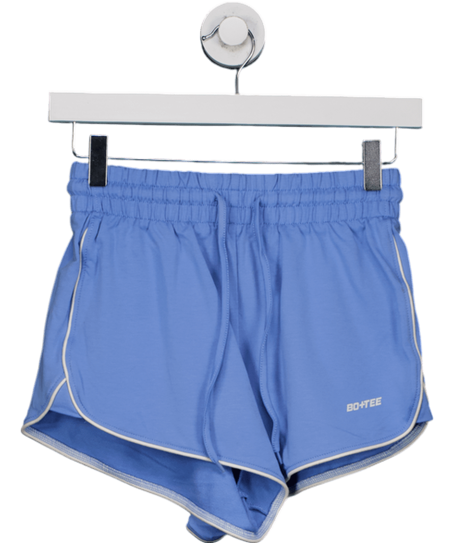Bo + Tee Blue Logo Sweat Shorts UK XS - Reliked