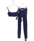 Bo + Tee Blue Soft Active Contrast Sports Bra And Crossover Leggings Set UK S - Reliked