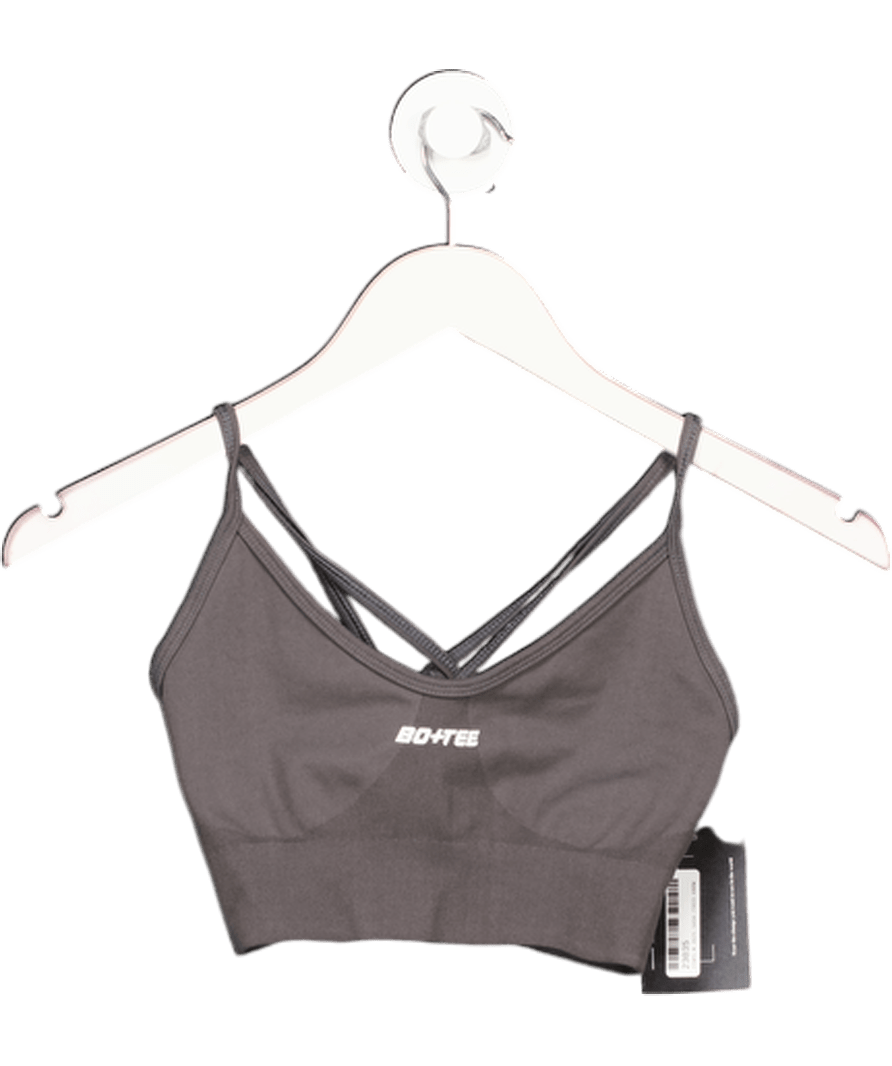 Bo + Tee Grey Cross - back Sports Bra UK XS/S - Reliked