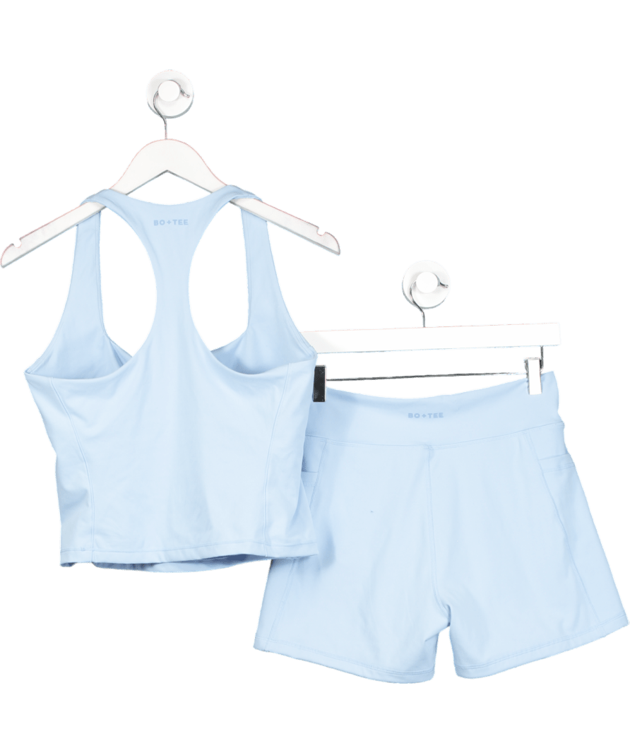 Bo + Tee Halterneck Tank Top And Shorts In Light Blue UK L - Reliked