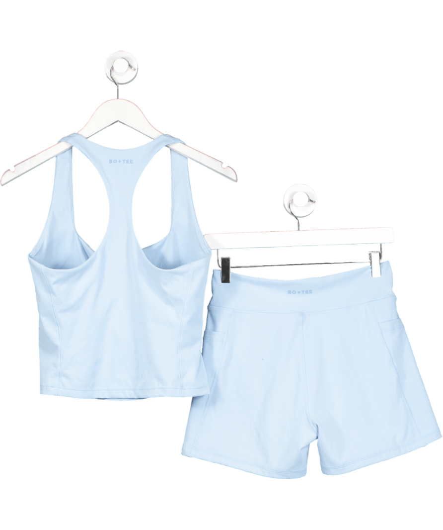 Bo + Tee Halterneck Tank Top And Shorts In Light Blue UK L - Reliked