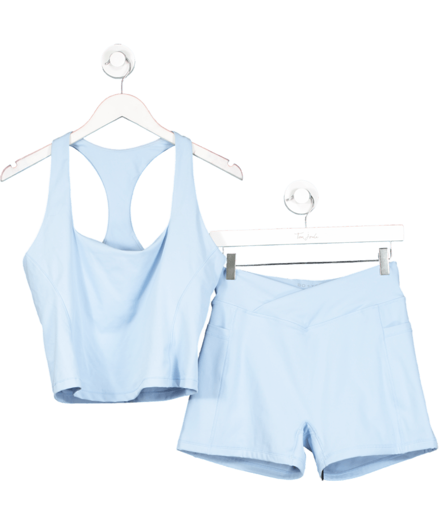 Bo + Tee Halterneck Tank Top And Shorts In Light Blue UK L - Reliked