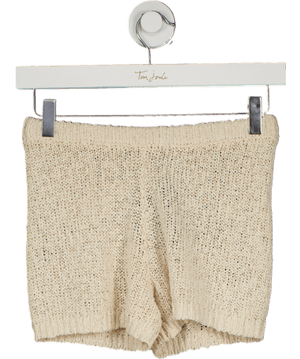 BOA Beige Crochet Knit Mini Shorts UK XS
