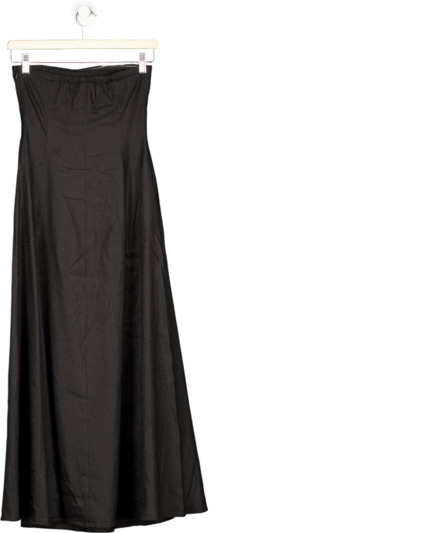 BOA Black Strapless Linen A Line Maxi Dress UK XS - Reliked