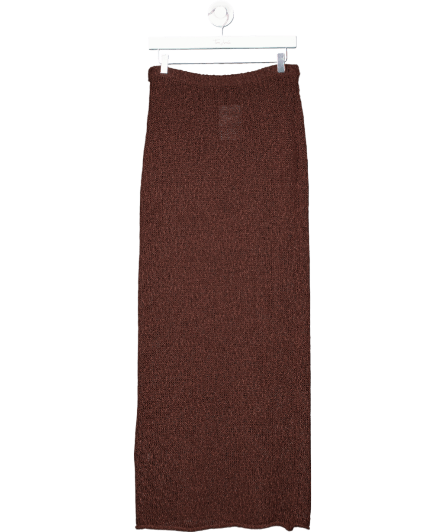 BOA Chocolate Brown Crochet Knit Maxi Skirt UK M - Reliked