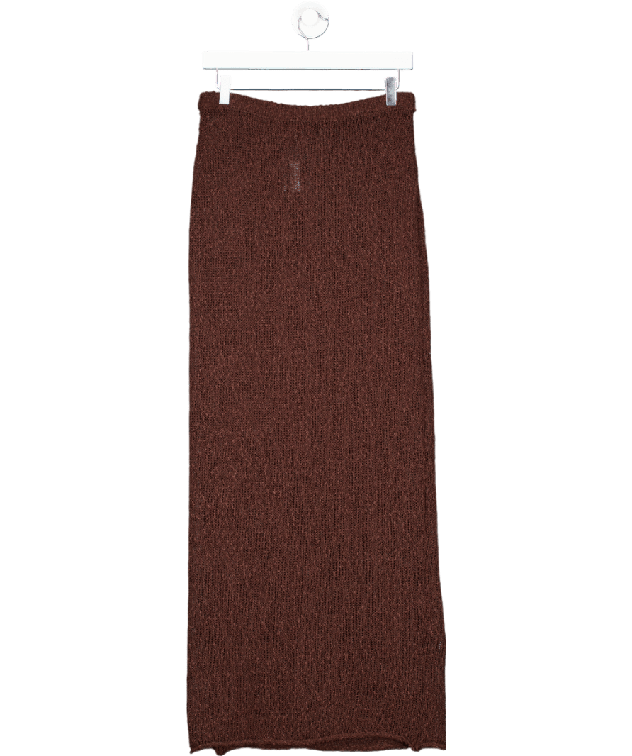BOA Chocolate Brown Crochet Knit Maxi Skirt UK M - Reliked