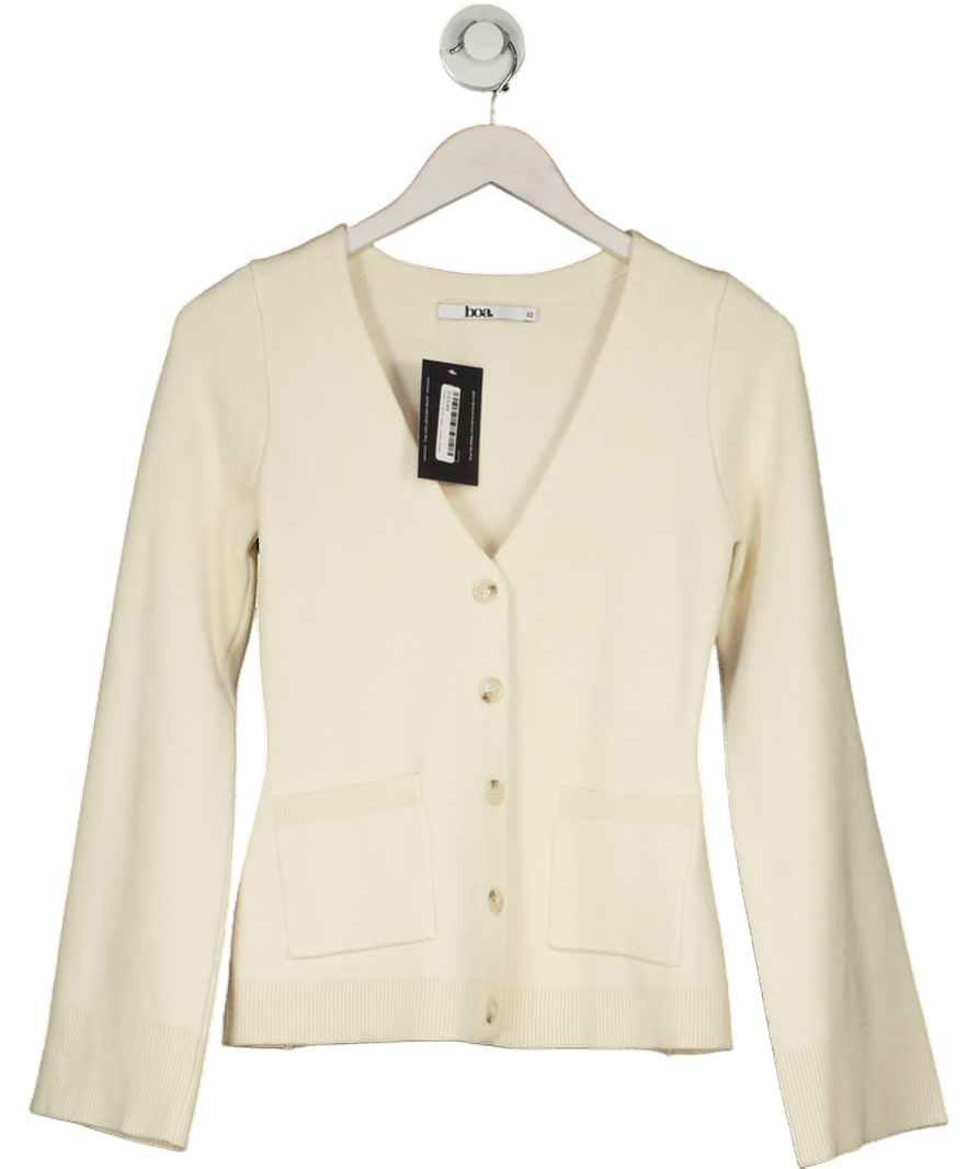 BOA Cream Vneck Viscose Blend Cardigan UK XS - Reliked