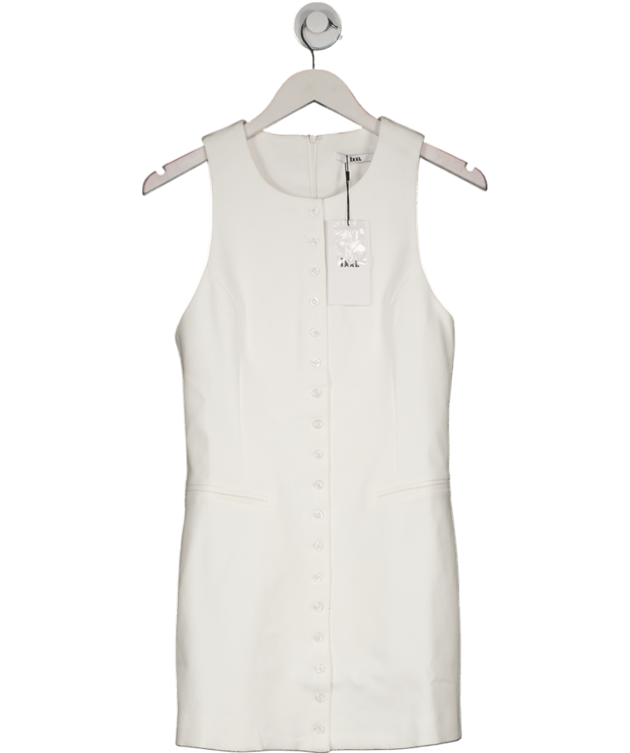 BOA White Tailored Button Down Mini Dress UK M - Reliked