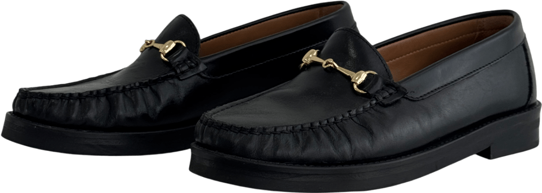 BOBBIES Paris Black Leather Horsebit Loafers UK 7 EU 40 👠 - Reliked