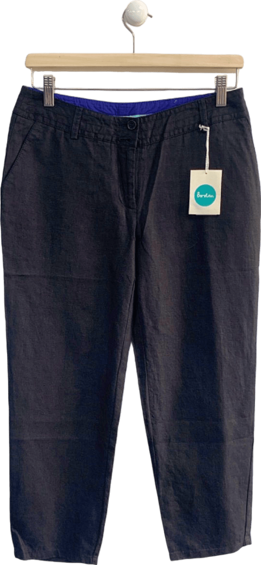 Boden Black Linen Trousers UK 8P - Reliked
