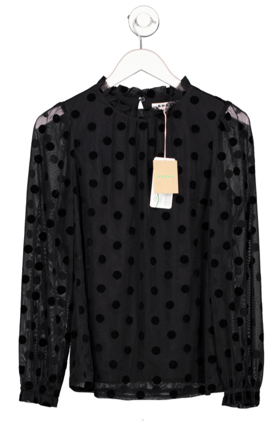 Boden Black Polka Dot Tulle - sleeve Party Top UK 10 - Reliked