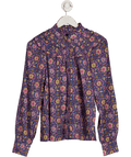 BODEN Blue Floral Print Blouse With Ruffle Detail UK 8 - Reliked