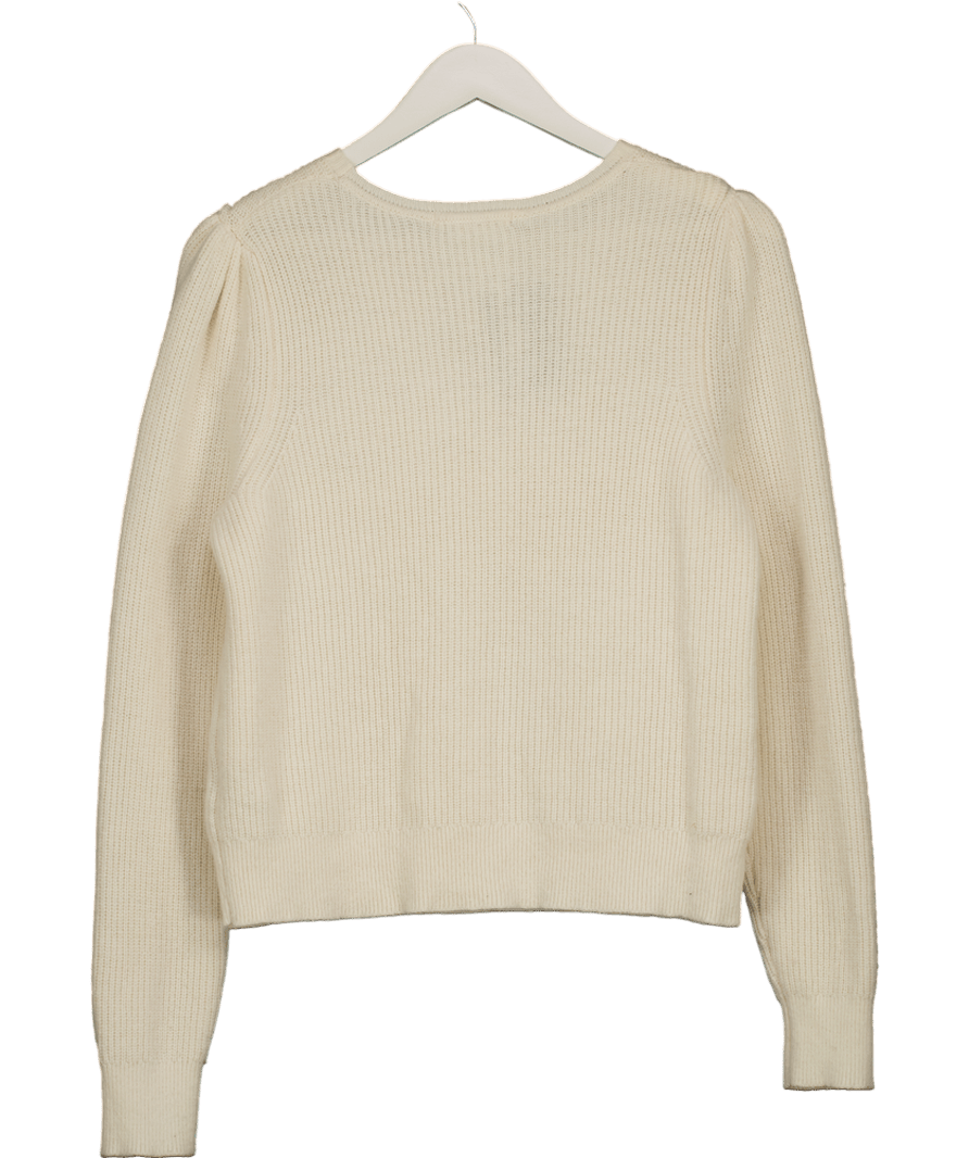 BODEN Cream Embellished Bow Ribbed Jumper UK 14 - Reliked