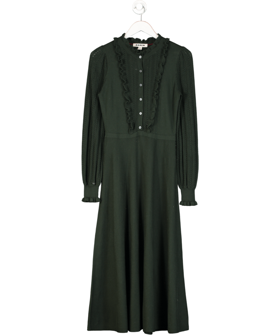 Boden Green Frilled Pointelle Dress UK 6 - Reliked