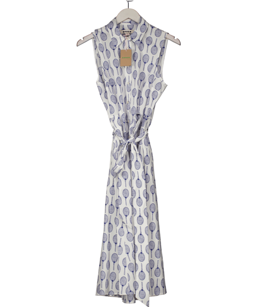 BODEN Ivory White Amy Tennis Racket Sleeveless Shirt Dress UK 12 - Reliked