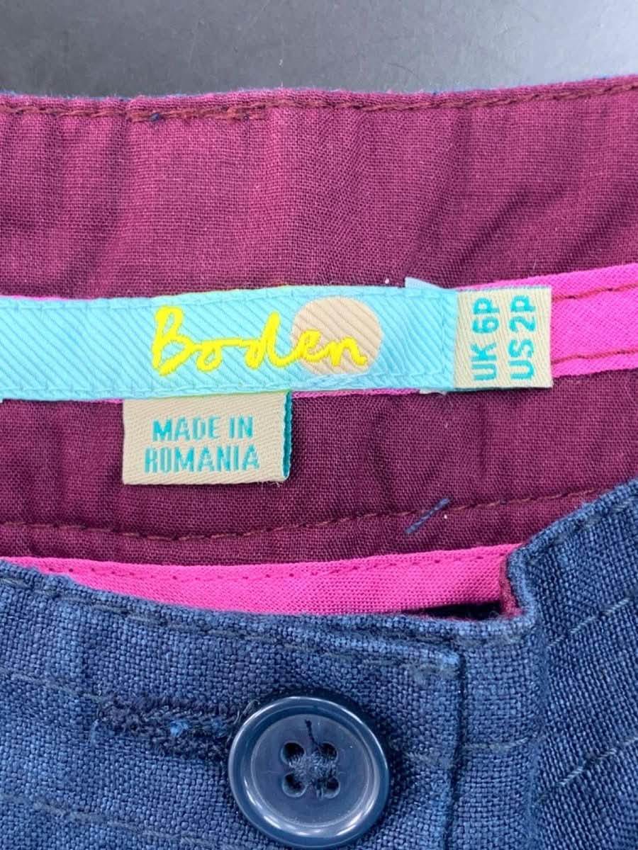 Boden Navy Linen Trousers UK 6 - Reliked