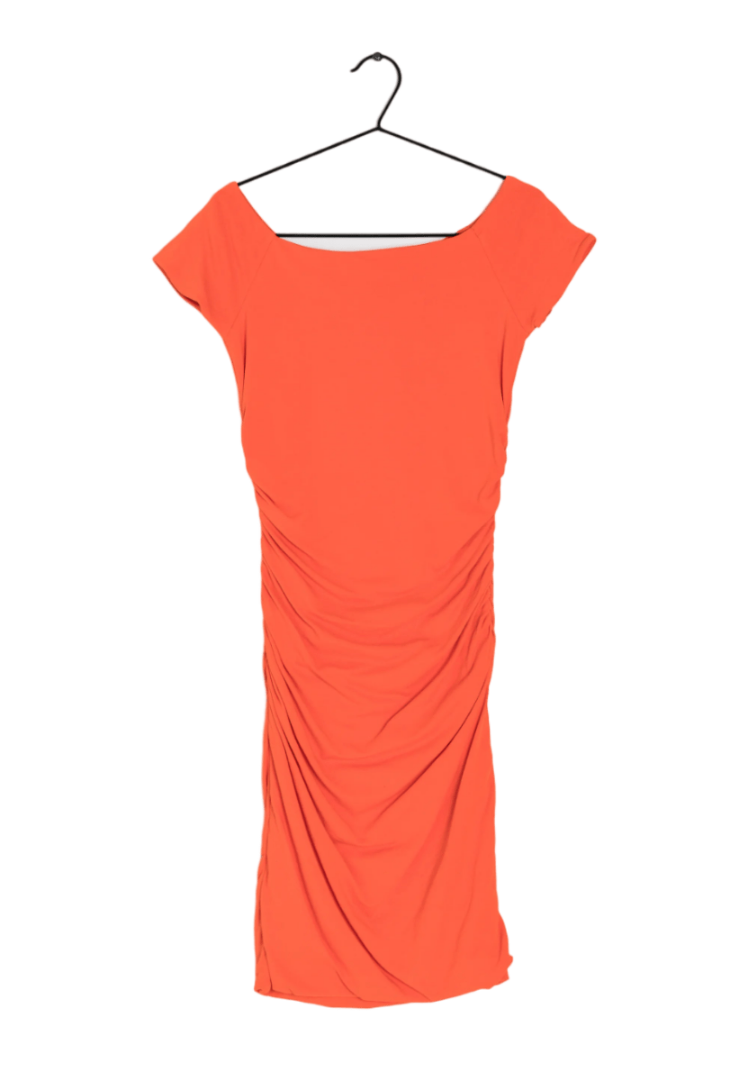 Boden Orange Sleeveless Ruched Dress UK 8L - Reliked