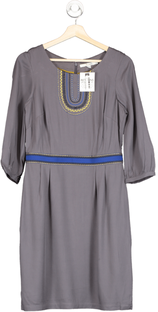 Boden Pewter Carla Embroidered detail Tunic Dress UK 6 - Reliked