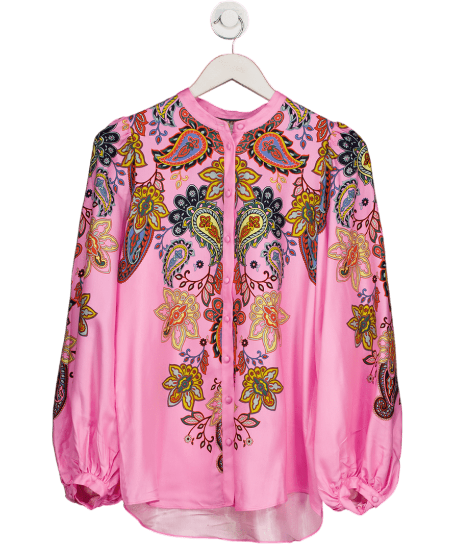 BODEN Pink Blouson Sleeve Blouse Cherry Blossom Paisley Charm UK 8 - Reliked